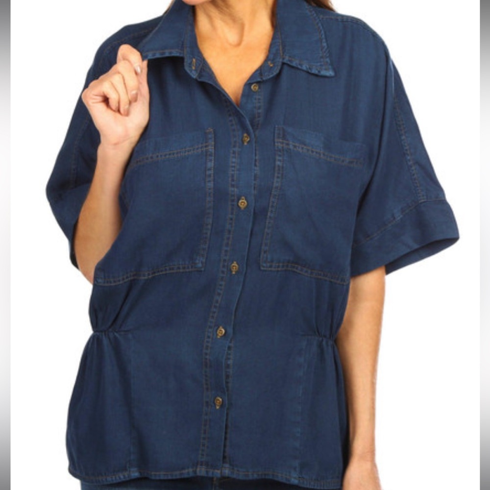 Democracy denim elbow sleeve top small